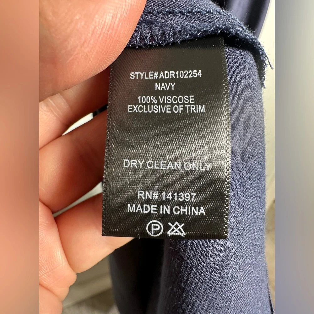 NEW Astr Aeris Satin Lace Trim Maxi Dress Navy Sz Medium Bustier Corset Feminine - Picture 14 of 17